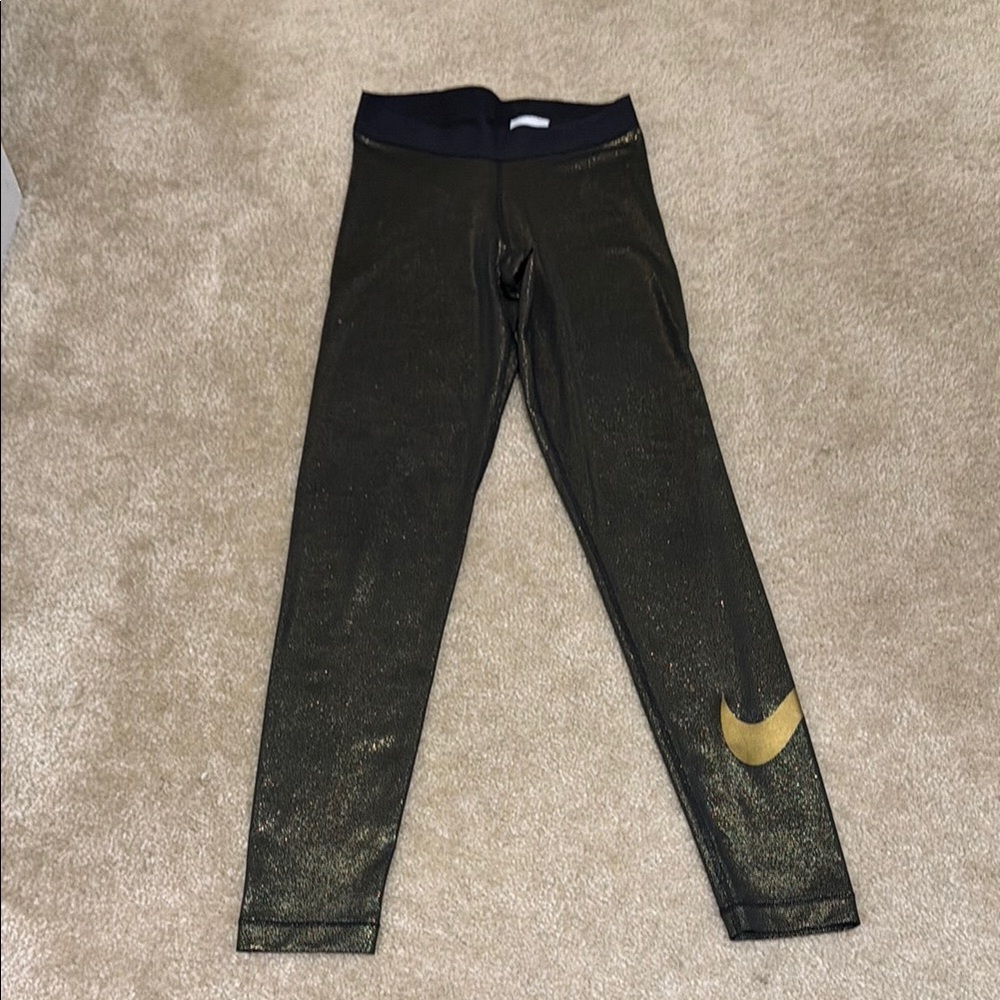 Nike Women’s Gold and Black Leggings
